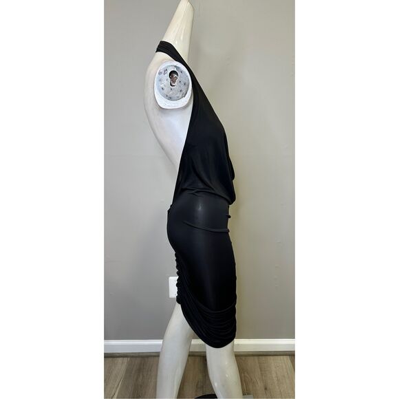 NWT Michael Costelllo X Revolve Ruched Open Back Halter Izzy Mini Dress Black XS - Picture 4 of 10